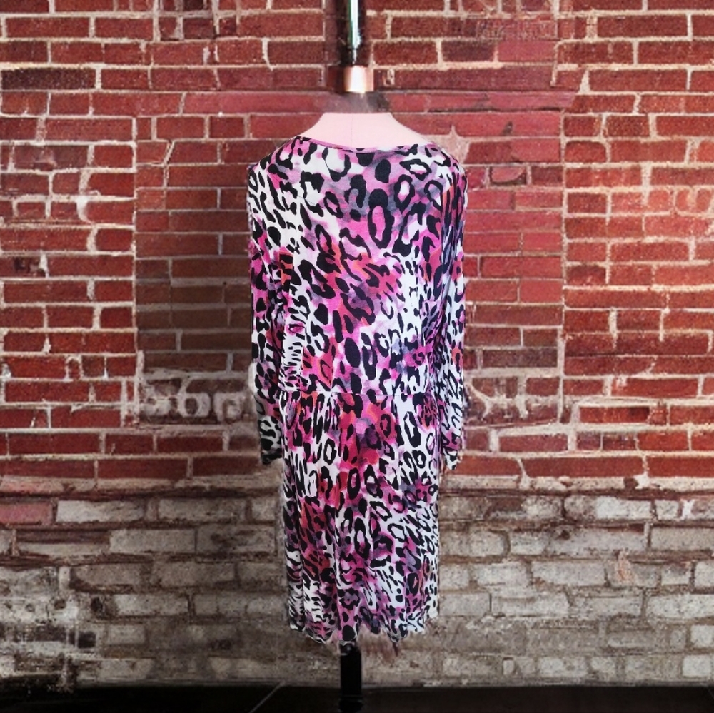 Pink Animal Print Fit and Flare Dress SZ14